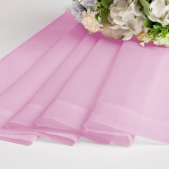 Chyhomenyc Pink Sheer Curtains 30 inch Length 2 Panels, Light Filtering Voile - Image 4