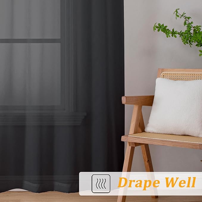Gwine Black Sheer Curtains 63 Inch Length - Image 6