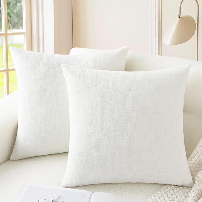 CaliTime Throw Pillow Covers Decorative 24 X 24 Inches Pack of 2 Cozy Chenille by CaliTime