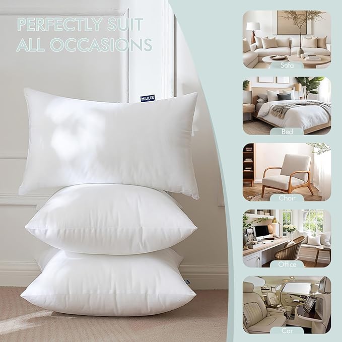 MIULEE Pillow Insert 12x20 Inch Set of 4, Decorative Rectangle Throw Pillow - Image 4