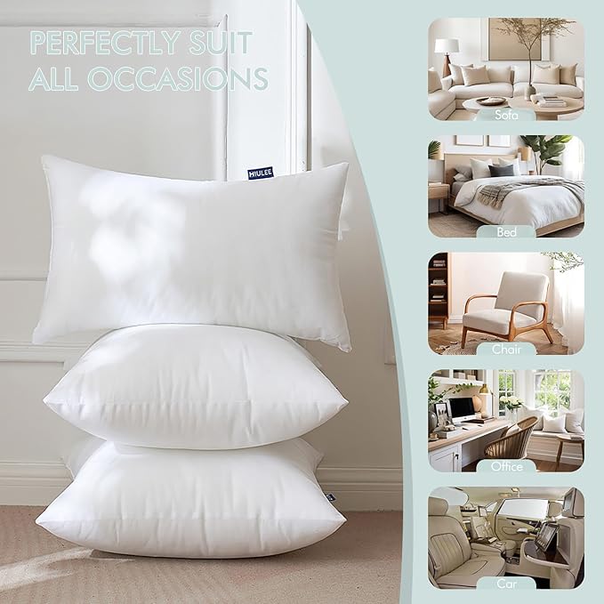 MIULEE Pillow Insert 18x18 Inch Set of 4, Decorative Square Throw Pillow Inserts - Image 4