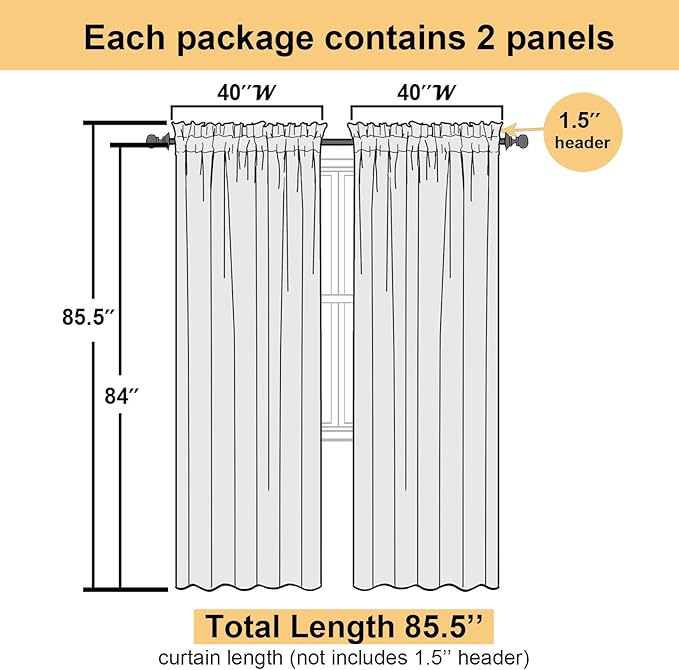 Lecloud Light Blue Sheer Curtains 84 Inches Long 2 Panels, Light Filtering - Image 5