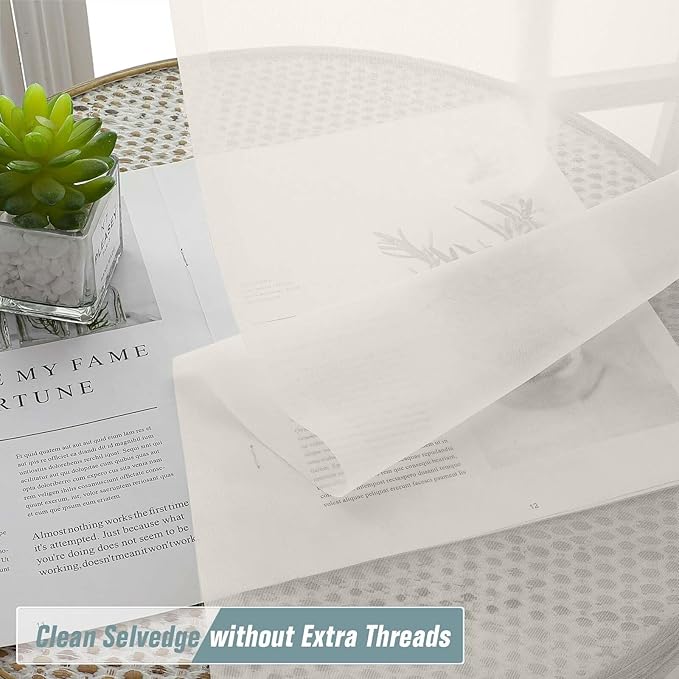 Ivory Small Sheer Curtains Tier 24 Inches Length 2 Pieces, Light Filtering Cafe - Image 5