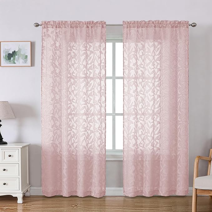 Lecloud Leia Blush Pink Sheer Curtains by Lecloud