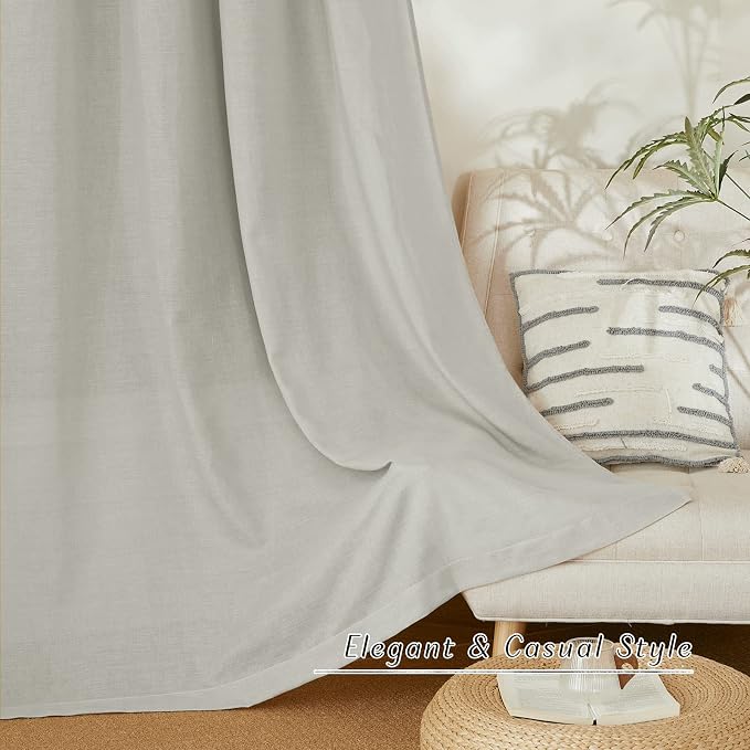 NICETOWN Thick Linen Blend Curtains Flax Textured - Image 6