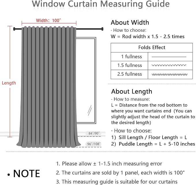 MYSKY HOME 95 Inches Long White Curtains Semi Sheer Drapes Light Filtering - Image 3