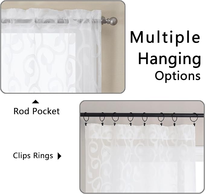 OWENIE Furman Sheer White Curtains 84 inches Long - Image 4