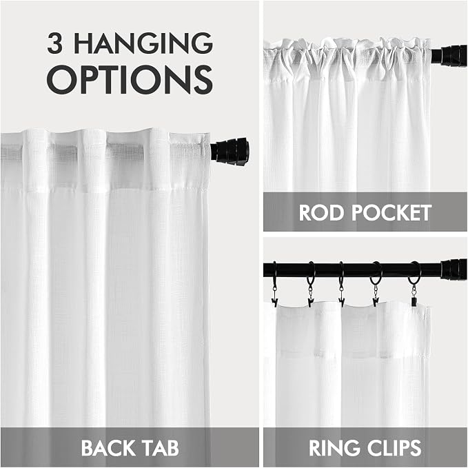 MIULEE White Linen Curtains 78 Inch Long 2 Panels - Image 3