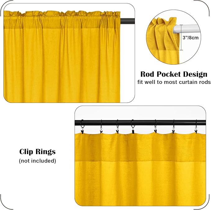 FRAMICS Farmhouse Kitchen Curtains 24 Inch Length, Rustic Cotton Linen Tier - Image 7