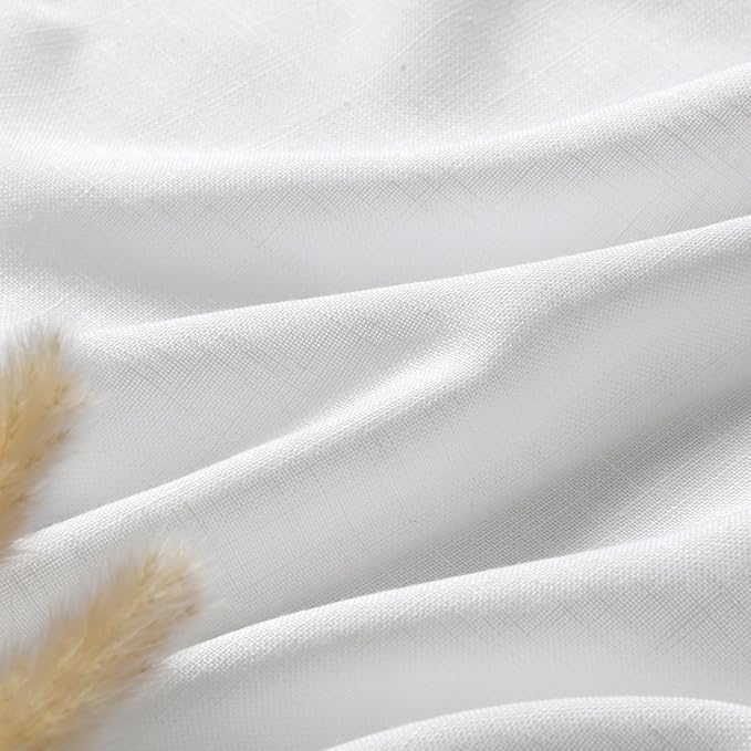 Nanspring White Linen Back Tab Curtains 85 Inch Length - Image 5
