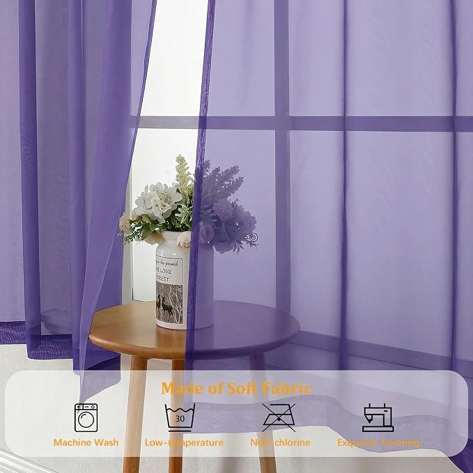 Gwine Short Kitchen Sheer Curtains 24 Inch Length - Image 8