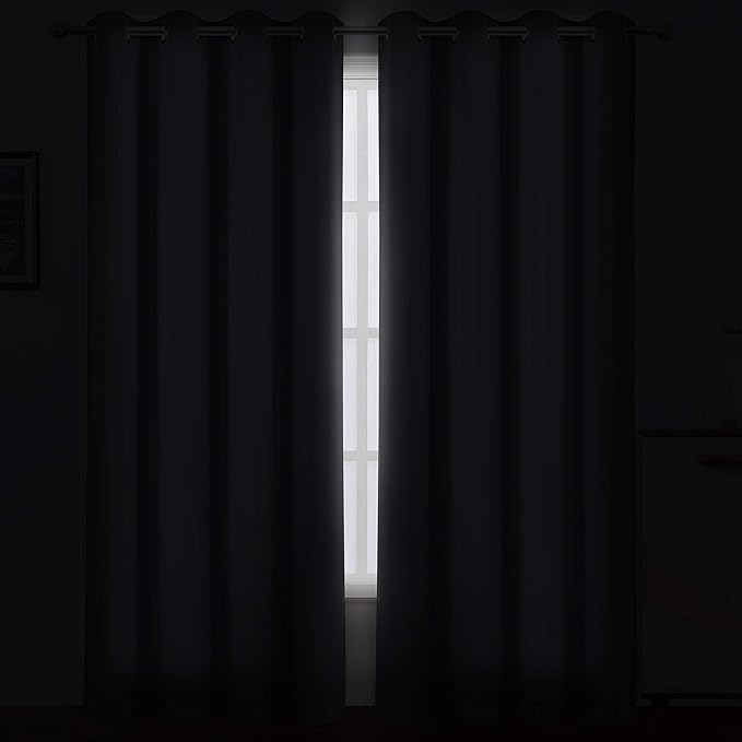 LEMOMO Grey Thermal Blackout Curtains/52 x 95 Inch/Set of 2 Panels Room - Image 3