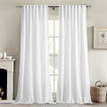 MIULEE White Linen Curtains 120 Inches Long 2 Panels by MIULEE