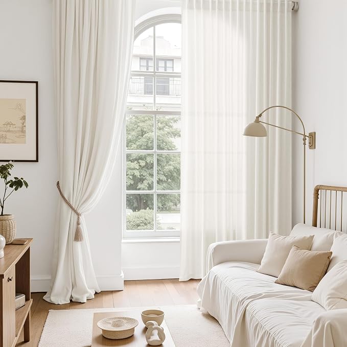 Nanspring Neutral Linen Curtains 120 Inches Long - Image 6
