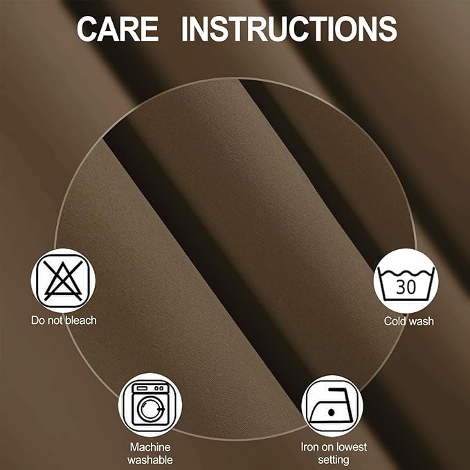 LEMOMO Brown Thermal Blackout Curtains/52 x 95 Inch/Set of 2 Panels Room - Image 4