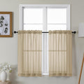 Gwine Taupe Sheer Kitchen Curtains 36 Inch Length, Light Filtering Voile Soft by Gwine
