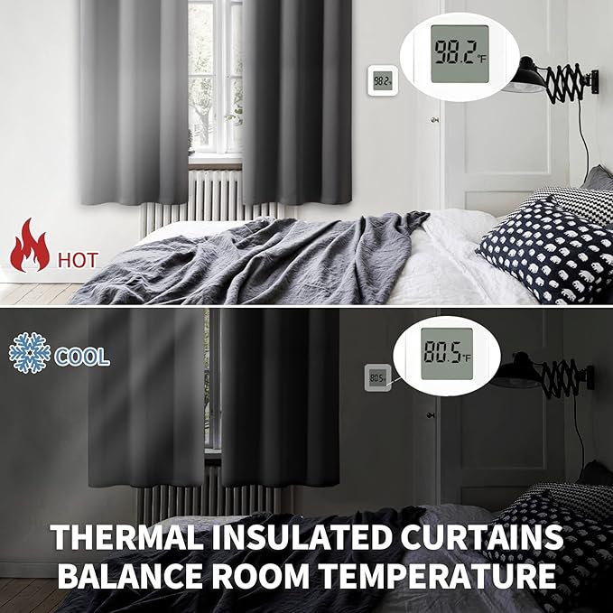 BGment Blackout Curtains 54 Inch Length 2 Panels Set, Dark Grey Room Darkening - Image 4
