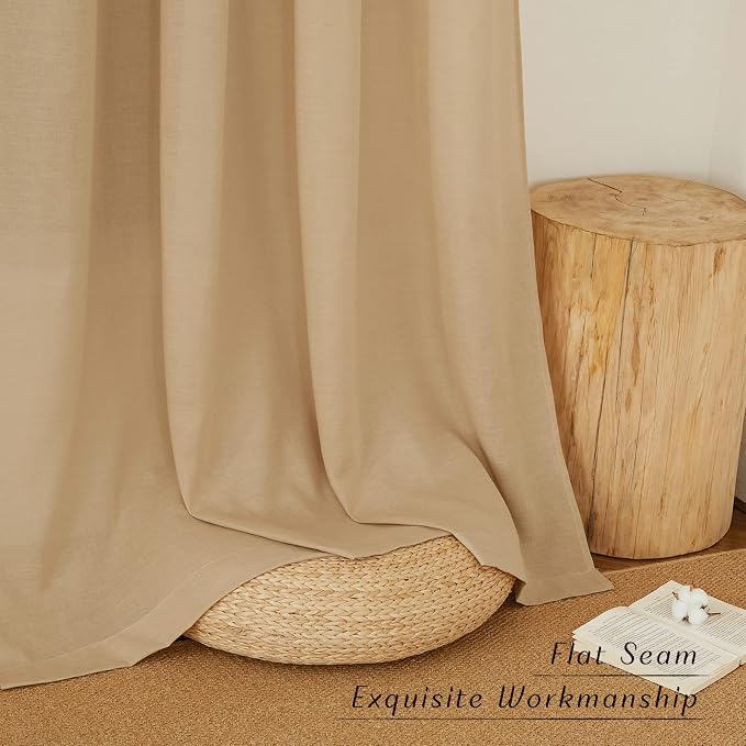NICETOWN Semi Sheer Linen Burlap Curtains - Image 7