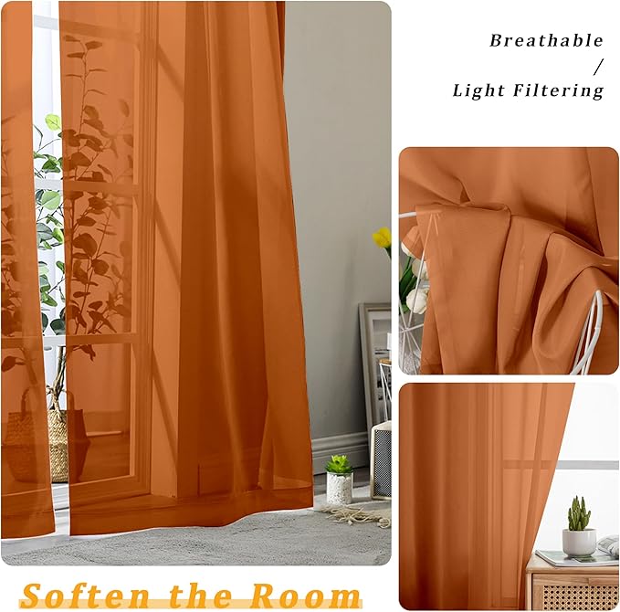 Gwine Sheer Curtains 72 Inches Long 2 Panels - Image 4