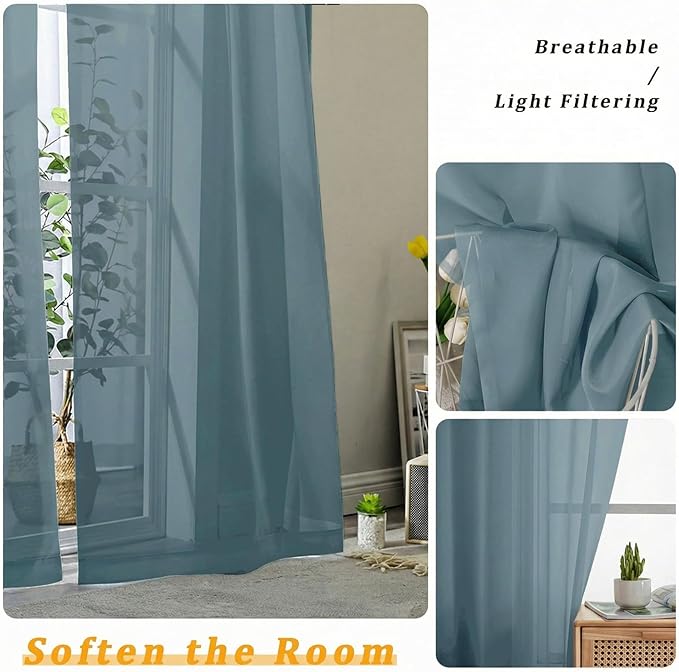 Gwine Short Kitchen Sheer Curtains 24 Inch Length - Image 5