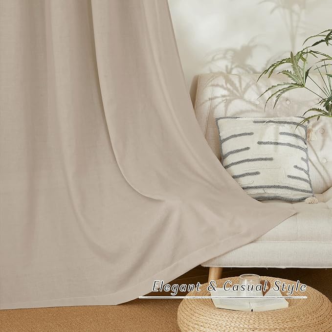 NICETOWN Taupe Short Linen Curtains - Image 6