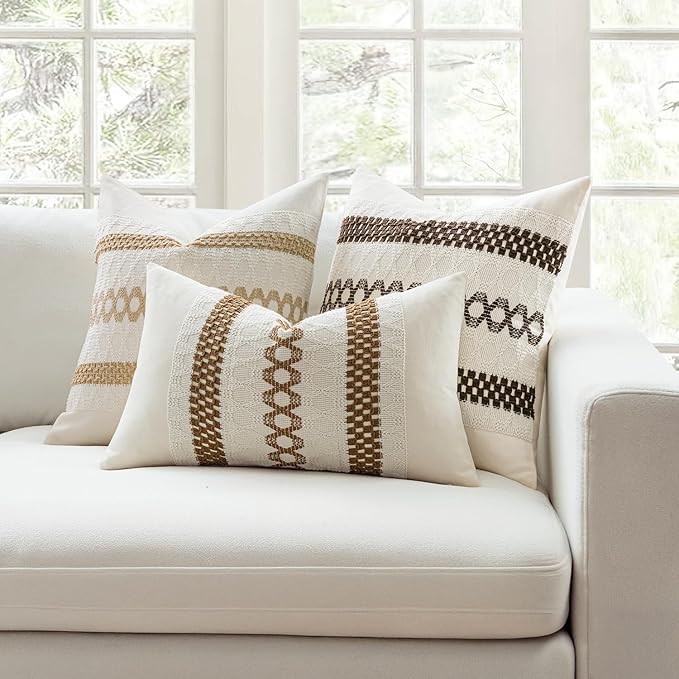 MIULEE Set of 2 Coco Brown Boho Decorative Lumbar Pillow Covers 12x20 Inch - Image 3