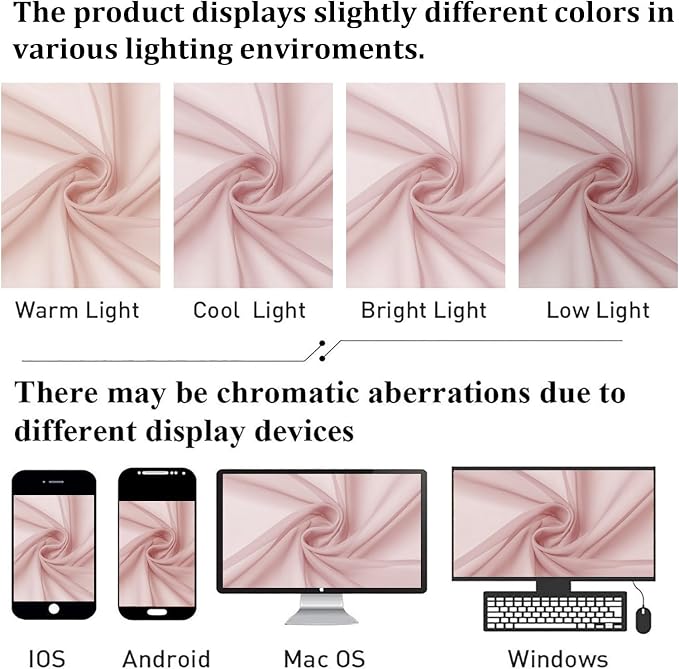 Lecloud Blush Pink Sheer Curtains 96 Inches Long 2 Panels Set, Modern Farmhouse - Image 5