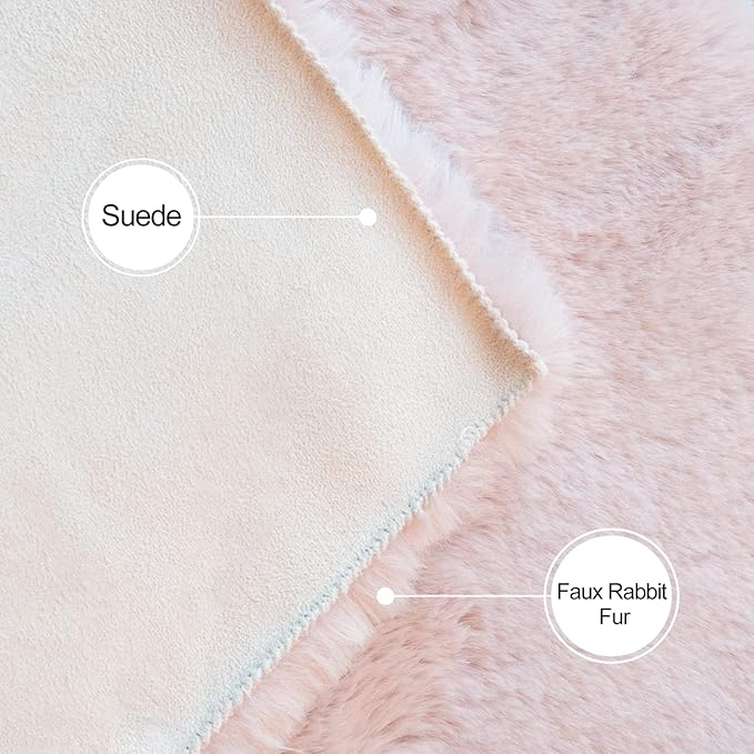 ORINOVA Pink Boho Round Rugs 8ft Large Fluffy Machine Washable Fuzzy Fur Area - Image 5