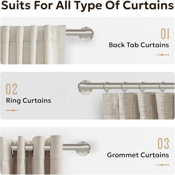 Zeerobee Curtain Rods for Windows 48 to 84, 1 Inch Industrial Wrap Around - Image 8
