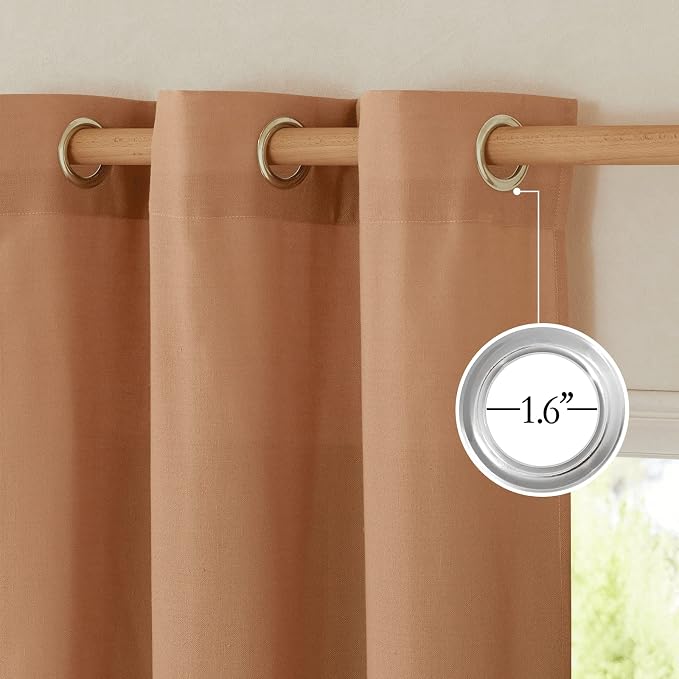 NICETOWN Flax Burnt Orange Linen Curtains - Image 7
