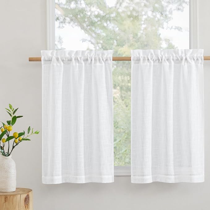 RYB HOME Kitchen Curtains 36 Inch Length, Light Filtering Ties Half Drapes by RYBHOME