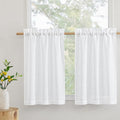 RYB HOME Bathroom Curtains Over Sink 36 inches Length, Linen Blend Semi Sheer by RYBHOME