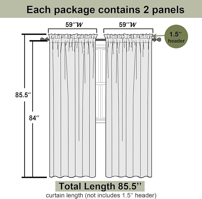 Lecloud Charcoal Grey Sheer Curtains - Image 3