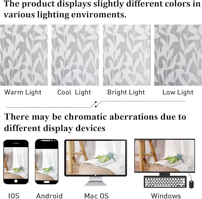 Lecloud Leia White Sheer Curtains 30 Inch Length 2 Pieces, Breathable Jacquard - Image 5