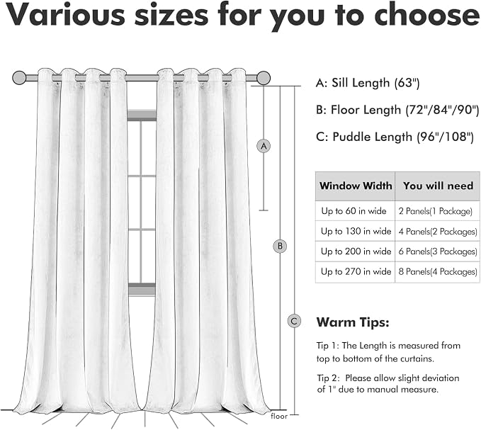 MIULEE 90 Inches Velvet Curtains Navy Blue Elegant Grommet Curtains Thermal - Image 6