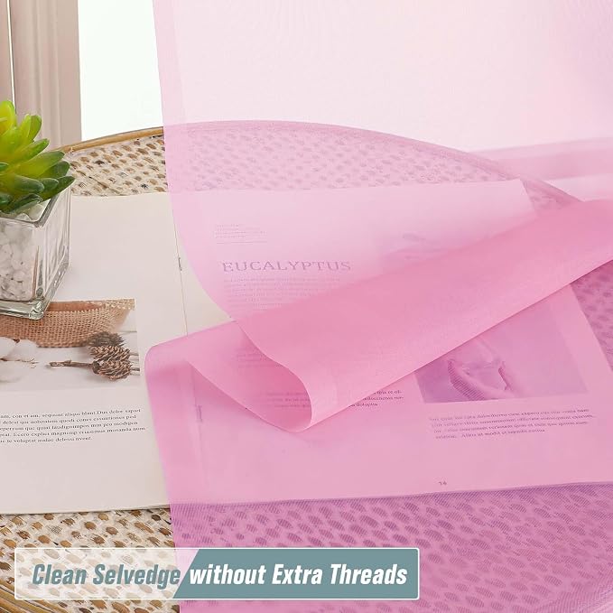 Light Pink Sheer Curtains for Window 96 Inches Long 2 Panels, Soft Airy Light - Image 2
