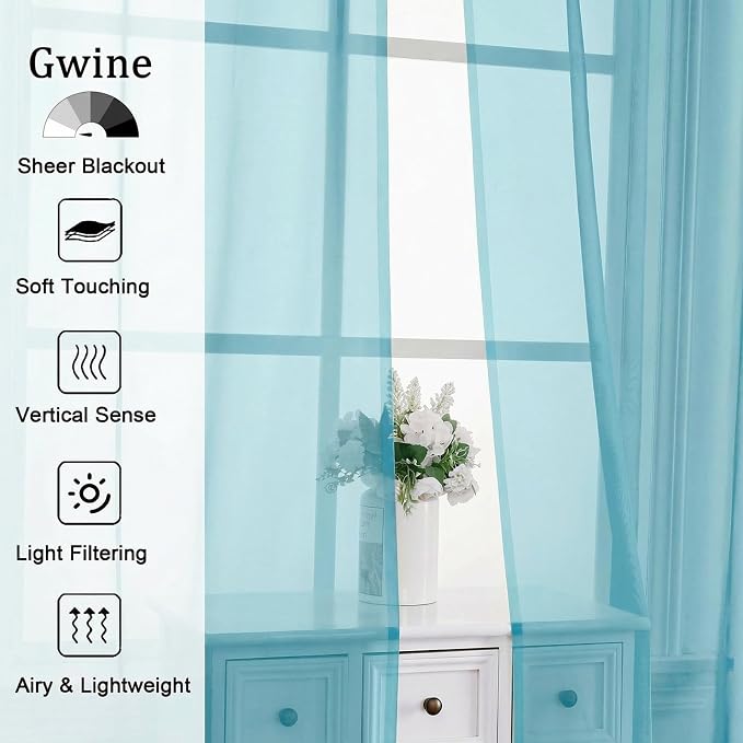 Gwine Sheer Curtains for Living Room 45 inch Length - Image 4