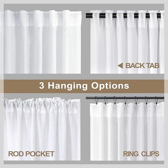 White Back Tab Curtains 45 Inch Length - Image 5