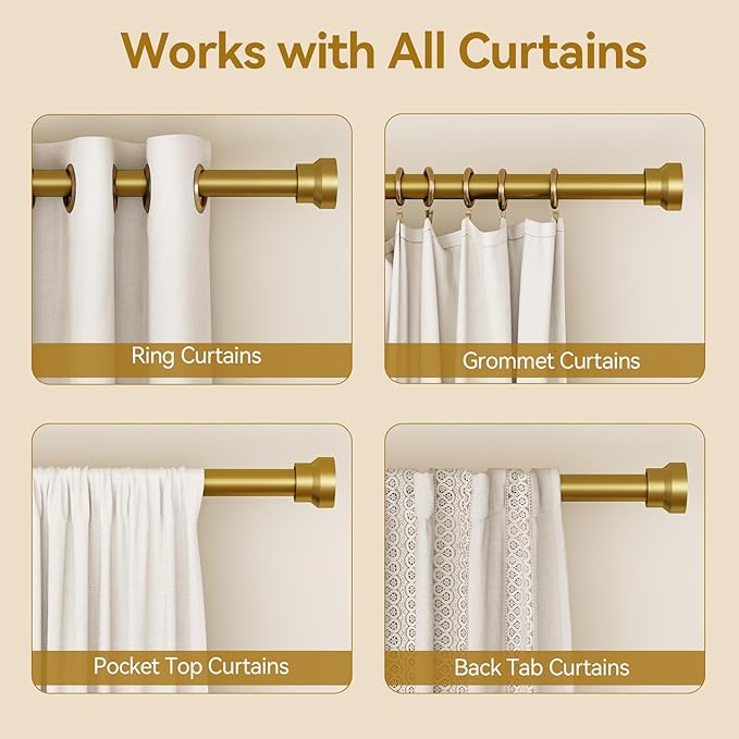 YaFex Curtain Rods 32-58 Inch, Heavy Duty 1 Inch Adjustable Curtain Rod - Image 5