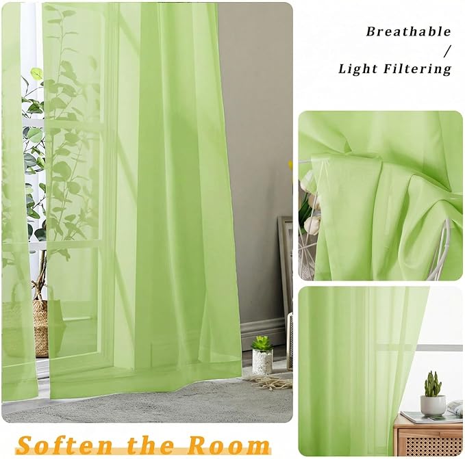 Gwine Short Kitchen Sheer Curtains 24 Inch Length - Image 5