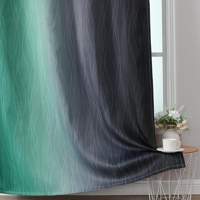 Estelar Textiler Black and Green Ombre Blackout Curtains - Image 6