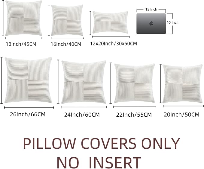 Fancy Homi 2 Packs Cream White Decorative Throw Pillow Covers 16x16 Inch - Image 7
