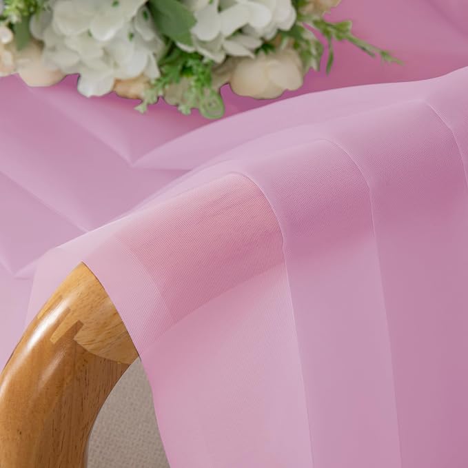 Lecloud Light Pink Sheer Curtains 54 Inch Length 2 Panels, Voile Airy Drapes - Image 3