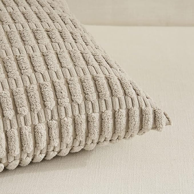 Fancy Homi 4 Packs Taupe Decorative Throw Pillow Covers 12x24 Inch - Image 4