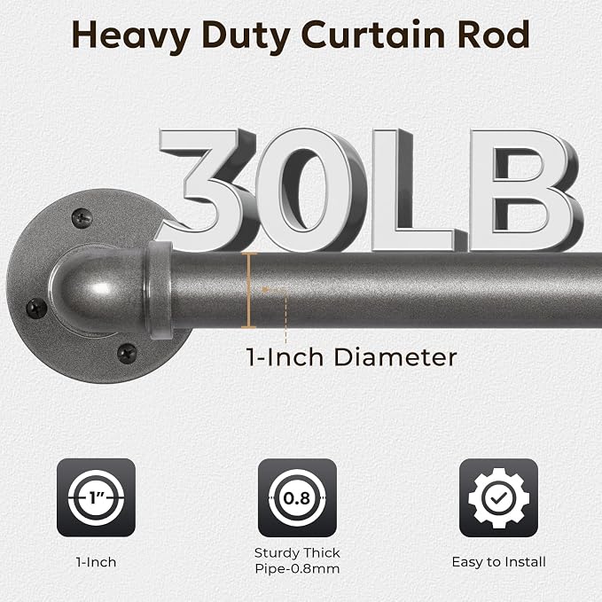 Zeerobee Curtain Rods for Windows 144 to 168, 1 Inch Industrial Wrap Around - Image 4