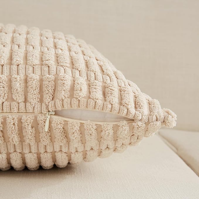 Fancy Homi 4 Packs Tan Decorative Throw Pillow Covers 24x24 Inch - Image 4