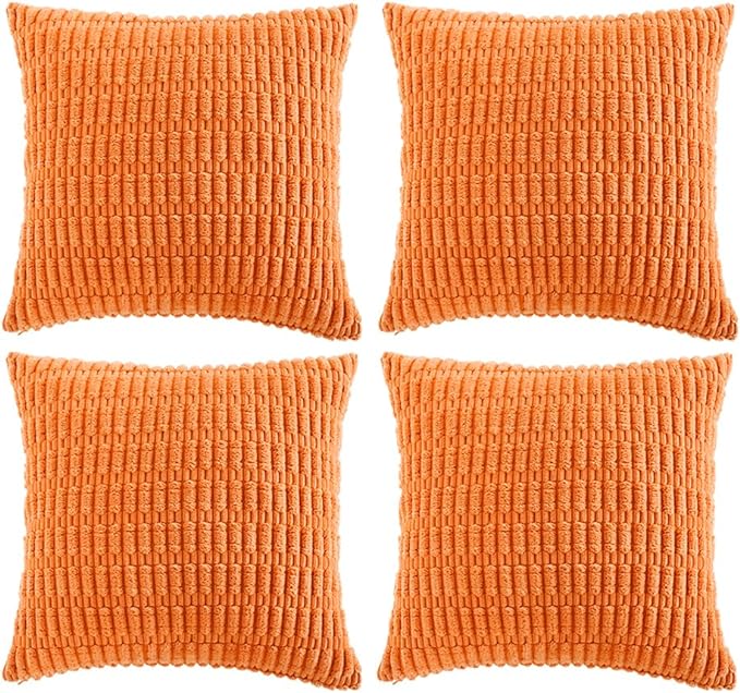 Fancy Homi 4 Packs Orange Fall Decorative Throw Pillow Covers 16x16 Inch by Fancy+Homi