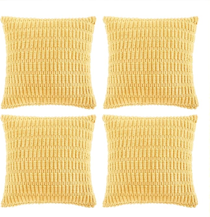 Fancy Homi 4 Packs Yellow Big Decorative Throw Pillow Covers 24x24 Inch by Fancy+Homi