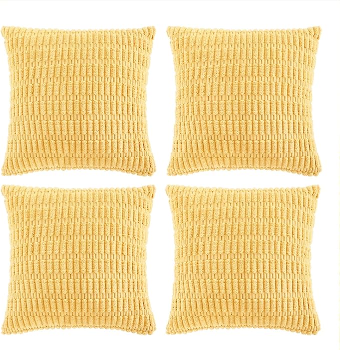 Fancy Homi 4 Packs Yellow Decorative Throw Pillow Covers 22x22 Inch by Fancy+Homi