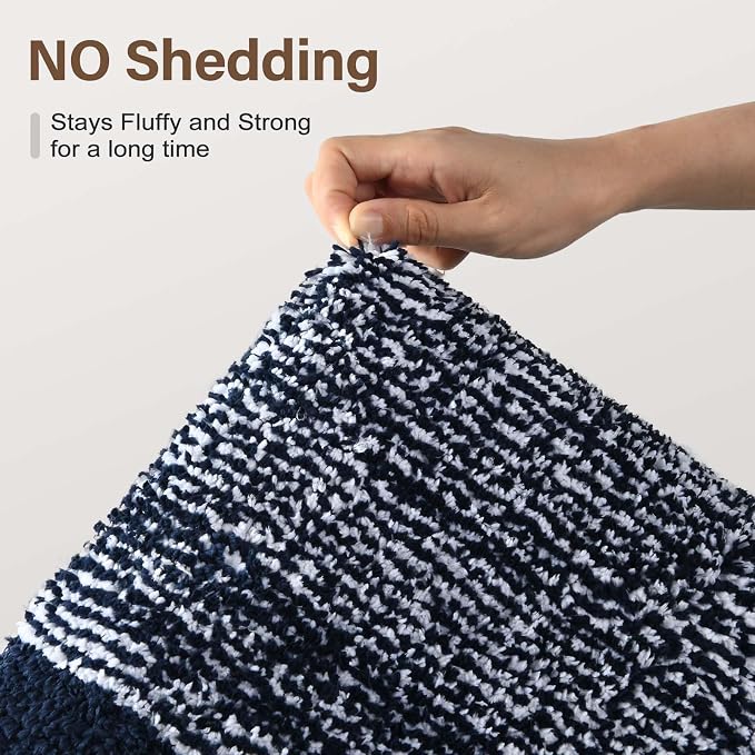 36x24 Large Bathroom Rugs Washable Non Slip, Dark Blue Bath Mat - Image 8